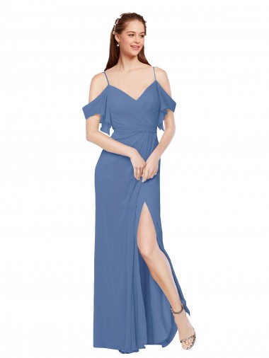 Soft Chiffon Sweetheart A-Line Windsor Blue Bridesmaid Dress Derby