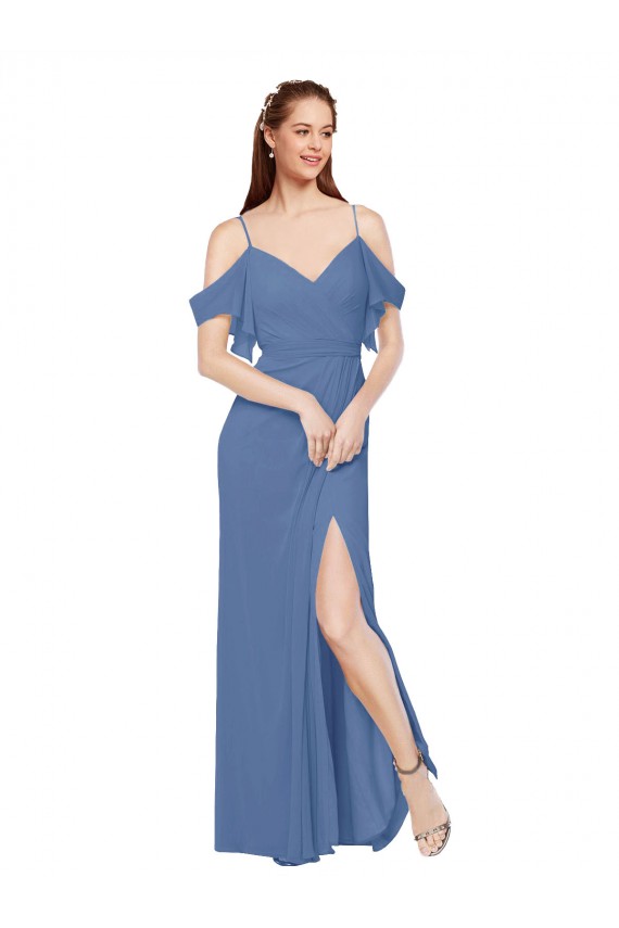 Soft Chiffon Sweetheart A-Line Windsor Blue Bridesmaid Dress Derby