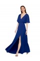 Chiffon V-Neck Open Back A-Line Royal Blue Bridesmaid Dress / Evening Gowns Derby