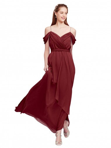 Soft Chiffon Sweetheart Sheath Burgundy Formal Dress / Bridesmaid Dress Derby