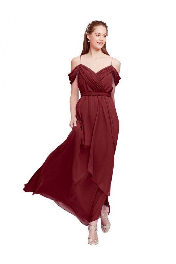 Soft Chiffon Sweetheart Sheath Burgundy Formal Dress / Bridesmaid Dress Derby