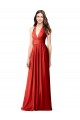 Soft Chiffon V-Neck Open Back A-Line Red Bridesmaid Dress / Formal Dress Derby