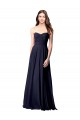 Soft Chiffon Strapless Open Back A-Line Dark Navy Evening Dress / Bridesmaid Dress Derby