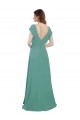 Soft Chiffon V-Neck V-Back A-Line Icelandic Silver Formal Dress / Bridesmaid Dress Derby