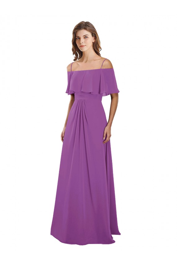 Soft Chiffon Spaghetti Straps A-Line Dahlia Bridesmaid Dress Derby