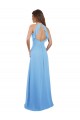 Chiffon Halter Neck Keyhole Back A-Line Periwinkle Bridesmaid Dress / Evening Dress Derby