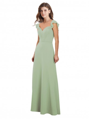 Soft Chiffon Sweetheart Low Back A-Line Smoke Green Bridesmaid Dress / Formal Dress Derby