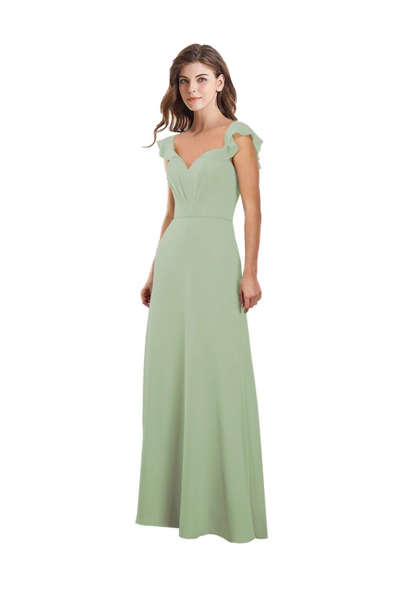 Soft Chiffon Sweetheart Low Back A-Line Smoke Green Bridesmaid Dress / Formal Dress Derby