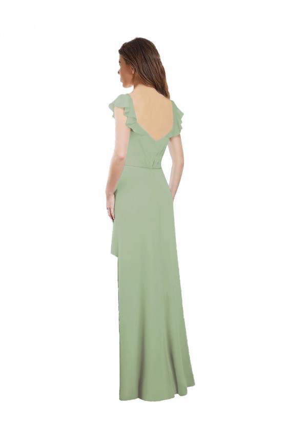 Soft Chiffon Sweetheart Low Back A-Line Smoke Green Bridesmaid Dress / Formal Dress Derby