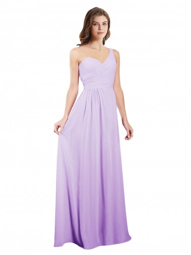 Chiffon One Shoulder A-Line Lilac Bridesmaid Dress / Evening Dress Derby