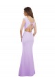 Soft Chiffon Round Neck Open Back Column Lilac Bridesmaid Dress Derby