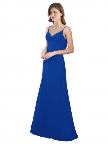 Soft Chiffon Sweetheart Low Back A-Line Royal Blue Evening Dress / Bridesmaid Dress Derby