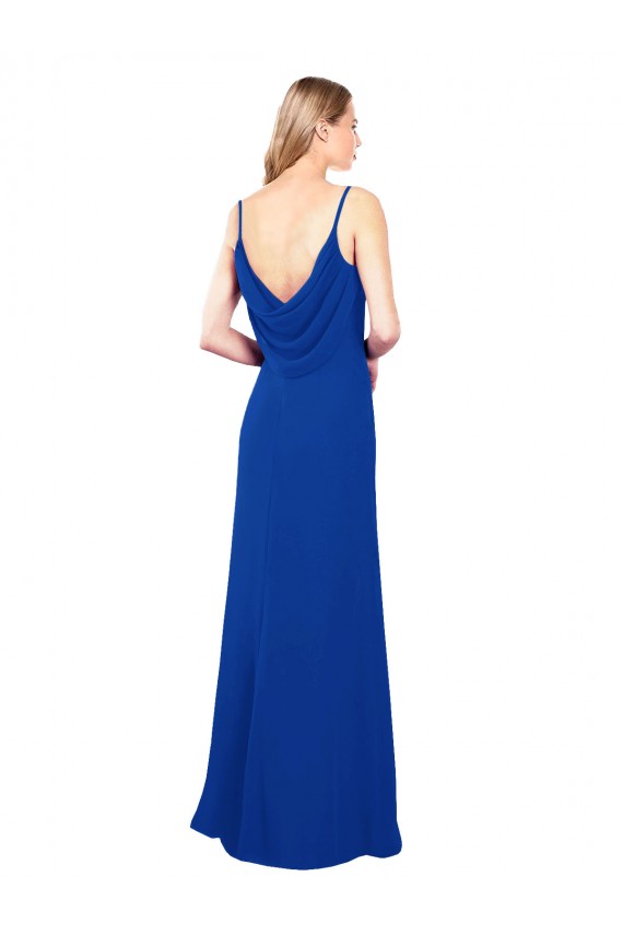 Soft Chiffon Sweetheart Low Back A-Line Royal Blue Evening Dress / Bridesmaid Dress Derby