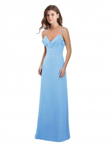 Soft Chiffon Sweetheart Keyhole Back A-Line Periwinkle Bridesmaid Dress Derby