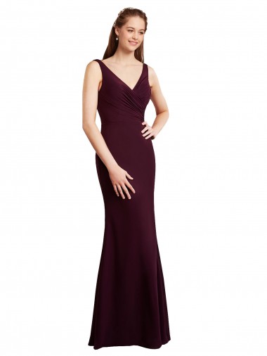 Soft Chiffon V-Neck V-Back Mermaid Burgundy Gold Bridesmaid Dress Derby
