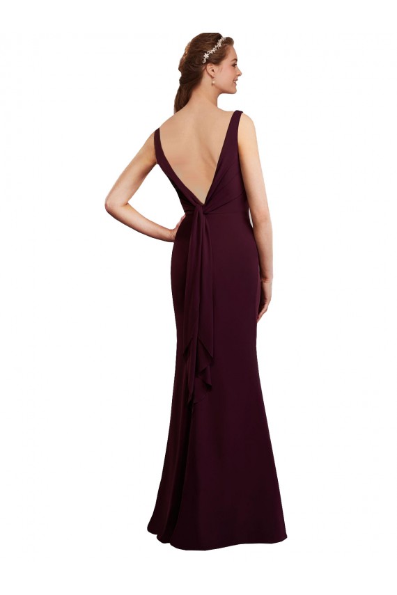 Soft Chiffon V-Neck V-Back Mermaid Burgundy Gold Bridesmaid Dress Derby