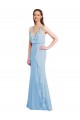 Soft Chiffon V-Neck Open Back Mermaid Light Sky Blue Bridesmaid Dress Derby