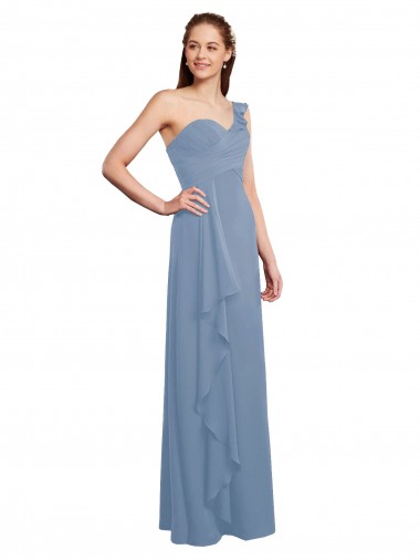 Chiffon Sweetheart A-Line Dusty Blue Formal Dress / Bridesmaid Dress Derby
