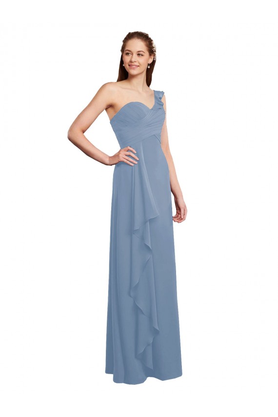 Chiffon Sweetheart A-Line Dusty Blue Formal Dress / Bridesmaid Dress Derby