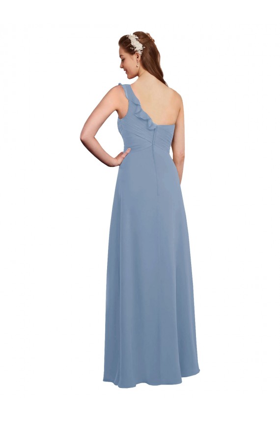 Chiffon Sweetheart A-Line Dusty Blue Formal Dress / Bridesmaid Dress Derby