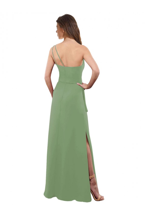 Soft Chiffon One Shoulder A-Line Seagrass Bridesmaid Dress Derby