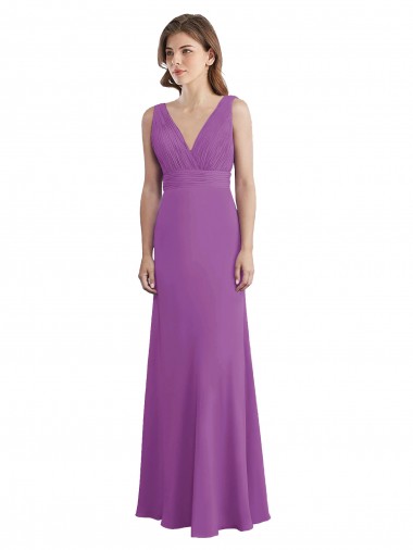 Soft Chiffon V-Neck Low Back A-Line Dahlia Bridesmaid Dress Derby