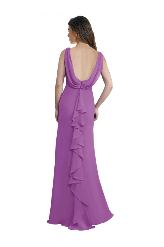 Soft Chiffon V-Neck Low Back A-Line Dahlia Bridesmaid Dress Derby