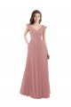 Soft Chiffon V-Neck V-Back A-Line Dusty Pink Bridesmaid Dress Derby