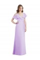 Soft Chiffon V-Neck V-Back A-Line Lilac Bridesmaid Dresses Derby