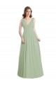 Soft Chiffon V-Neck V-Back A-Line Smoke Green Formal Dress / Bridesmaid Dress Derby