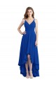 Soft Chiffon Spaghetti Straps Open Back A-Line Royal Blue High Low Bridesmaid Dress Derby
