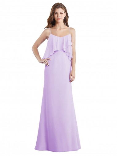 Chiffon Scoop Neck Low Back A-Line Lilac Bridesmaid Dress / Evening Dress Derby