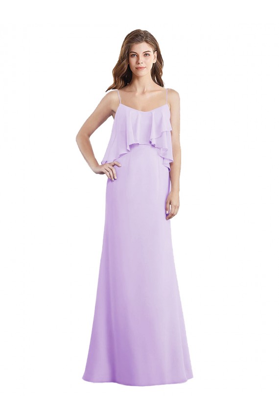 Chiffon Scoop Neck Low Back A-Line Lilac Bridesmaid Dress / Evening Dress Derby