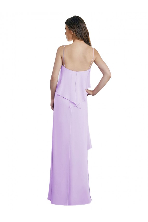 Chiffon Scoop Neck Low Back A-Line Lilac Bridesmaid Dress / Evening Dress Derby