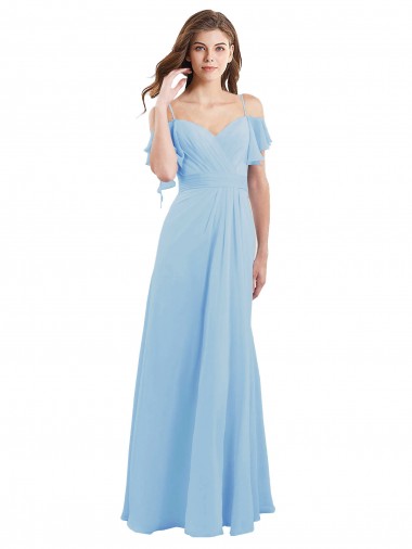 Soft Chiffon Sweetheart Low Back A-Line Light Sky Blue Bridesmaid Dress Derby