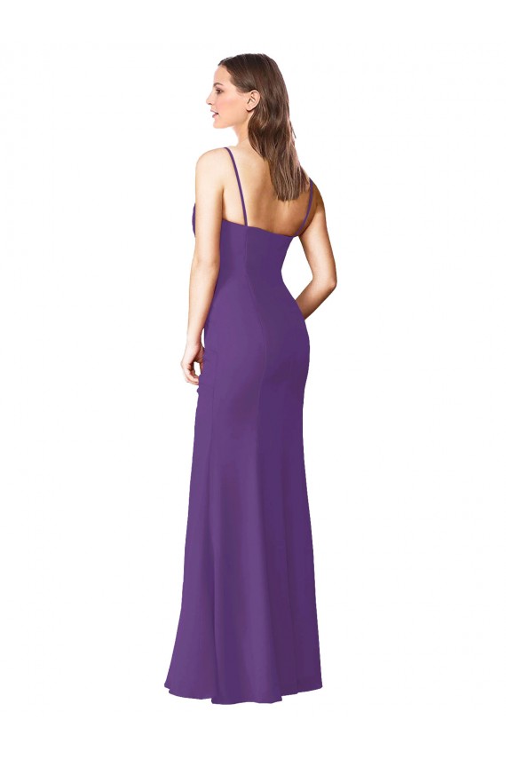 Soft Chiffon Strapless Low Back A-Line Plum Purple Bridesmaid Dress Derby