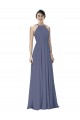 Soft Chiffon Halter Neck Open Back A-Line Silver Stone Formal Dress / Bridesmaid Dress Derby
