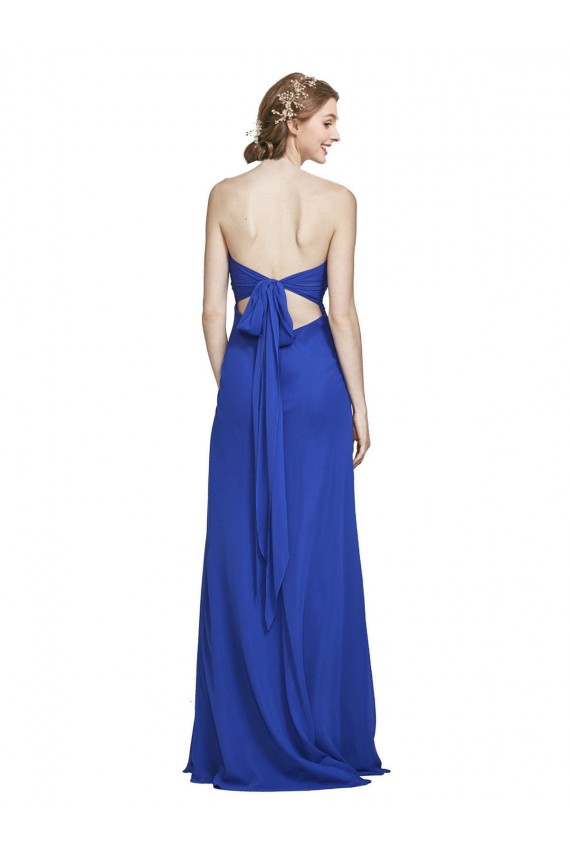 Soft Chiffon Sweetheart A-Line Royal Blue Bridesmaid Gown Derby