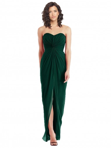 Soft Chiffon Strapless Low Back A-Line Ever Green Bridesmaid Dress Derby