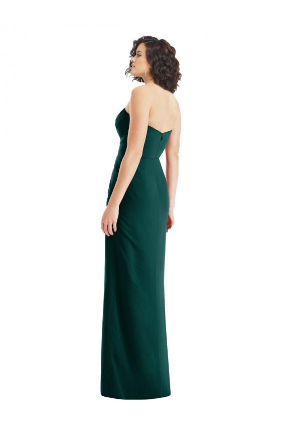 Soft Chiffon Strapless Low Back A-Line Ever Green Bridesmaid Dress Derby