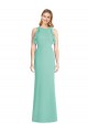 Soft Chiffon Jewel Neck Open Back Mermaid Jade Bridesmaid Dress Derby