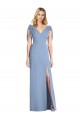 Soft Chiffon V-Neck V-Back Mermaid Dusty Blue Bridesmaid Dress Derby