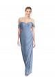 Soft Chiffon Off the Shoulder Low Back Mermaid Dusty Blue Semi Formal Evening Dress / Bridesmaid Dress Derby