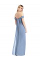 Soft Chiffon Off the Shoulder Low Back Mermaid Dusty Blue Semi Formal Evening Dress / Bridesmaid Dress Derby