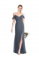 Soft Chiffon Off the Shoulder Open Back Trumpet Silver Stone Bridesmaid Dress Derby