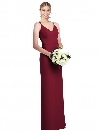 Soft Chiffon V-Neck A-Line Burgundy Formal Dress / Bridesmaid Dress Derby