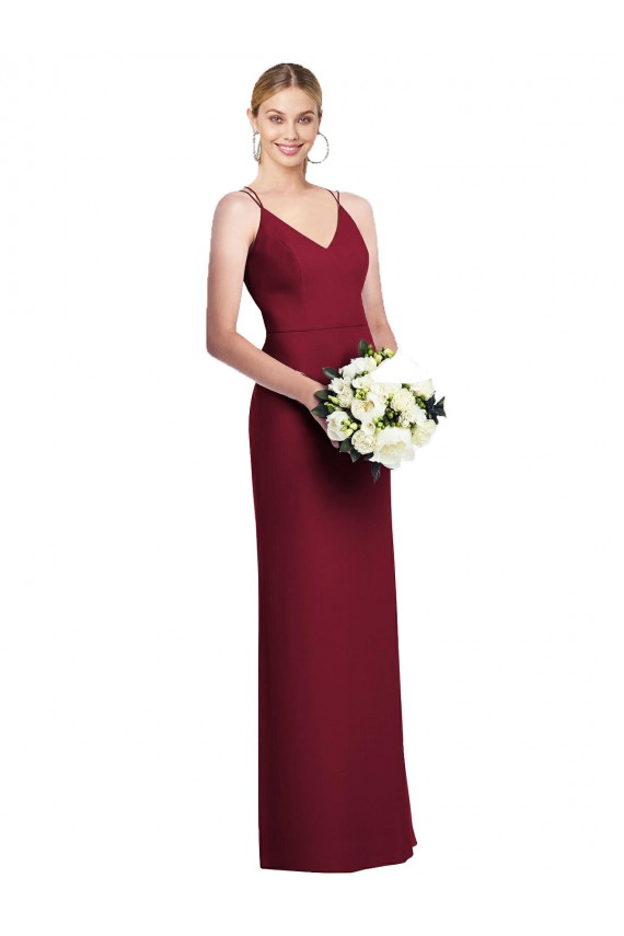 Soft Chiffon V-Neck A-Line Burgundy Formal Dress / Bridesmaid Dress Derby