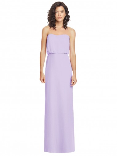 Soft Chiffon Strapless Low Back A-Line Lilac Formal Dress / Bridesmaid Dress Derby