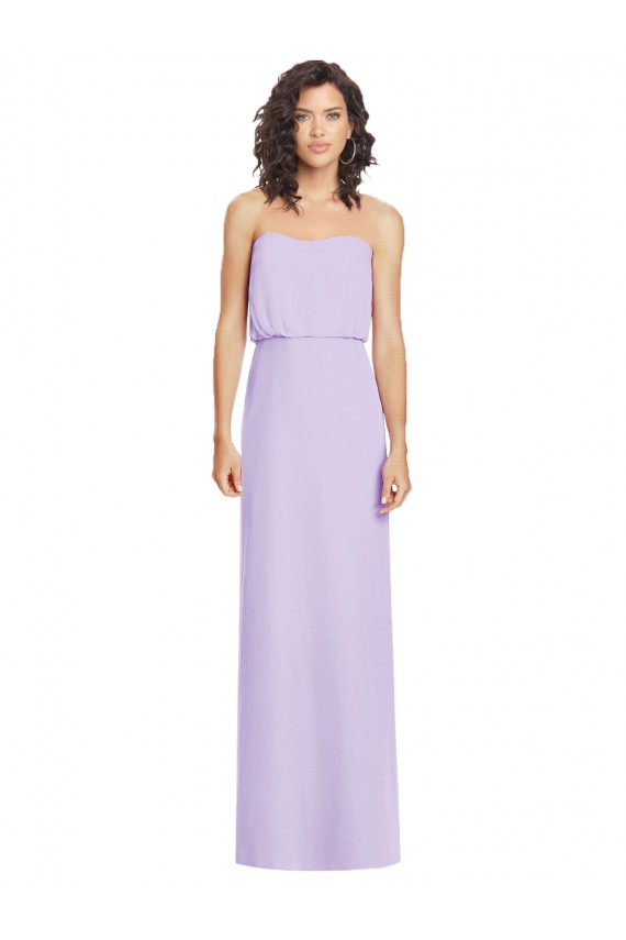 Soft Chiffon Strapless Low Back A-Line Lilac Formal Dress / Bridesmaid Dress Derby