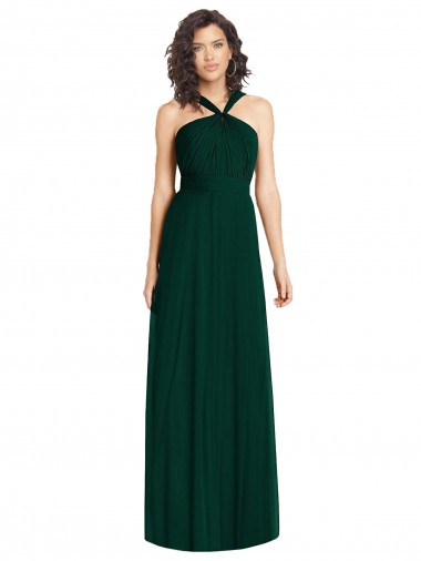 Soft Chiffon Halter Neck A-Line Ever Green Bridesmaid Dress Derby